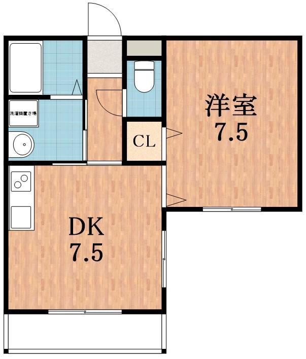 クィーンライフ桑津(1DK/5階)の間取り写真