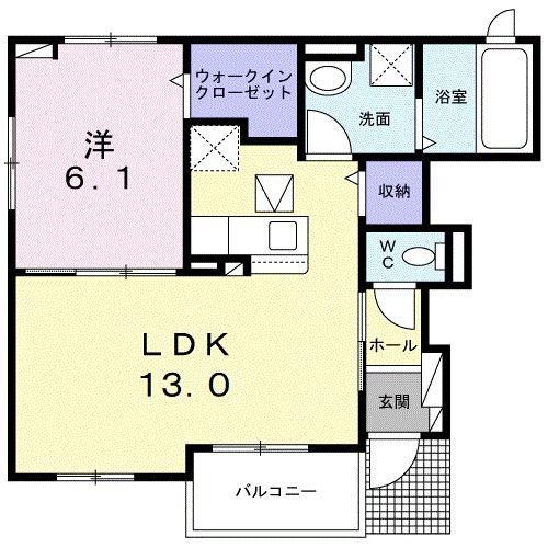 アパルトモン レガート(1LDK/1階)の間取り写真