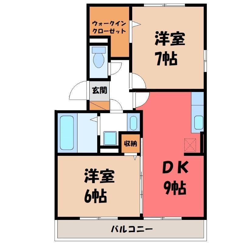 ヴィラフォレスタA(2DK/3階)の間取り写真