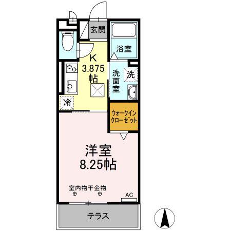 サンウィングA棟(1K/1階)の間取り写真