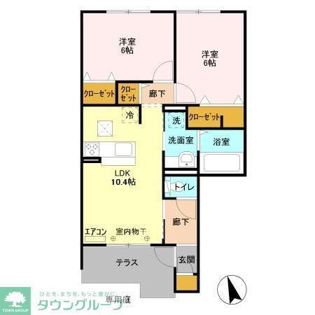 HANABUSA I(2LDK/1階)の間取り写真