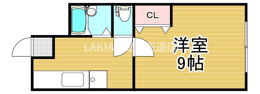 筆ヶ崎マンション(1K/3階)の間取り写真