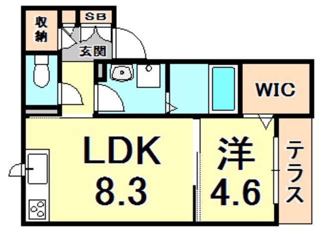 アイエフハイツ水波町VI(1LDK/1階)の間取り写真