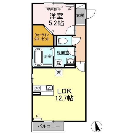 メゾンエミグラント(1LDK/2階)の間取り写真