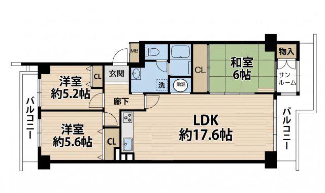エバーグリーンポートアイランド5号棟(3LDK/5階)の間取り写真