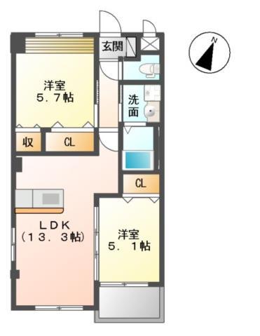 A・グランドパレス(2LDK/1階)の間取り写真