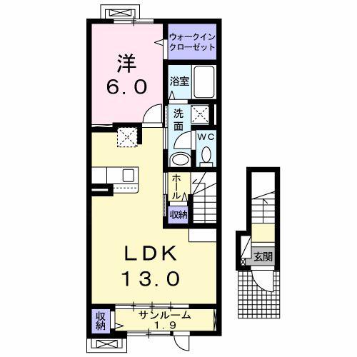 エテルノクオーレ(1LDK/2階)の間取り写真