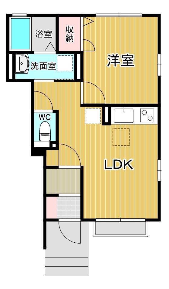 エテルノ B棟(1LDK/1階)の間取り写真