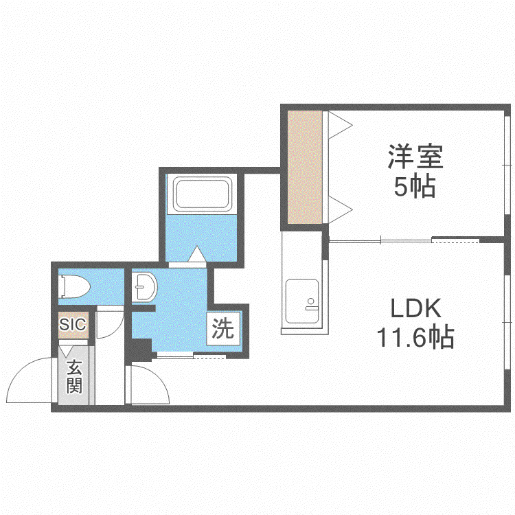 ブランシャール ティーズコート発寒(1LDK/4階)の間取り写真