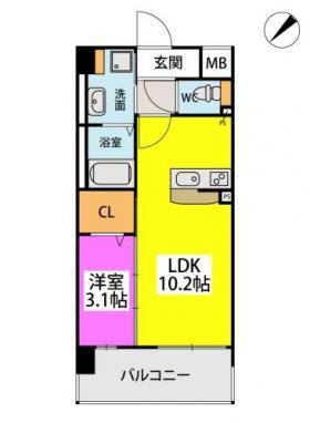 フルハウス高宮(1LDK/1階)の間取り写真