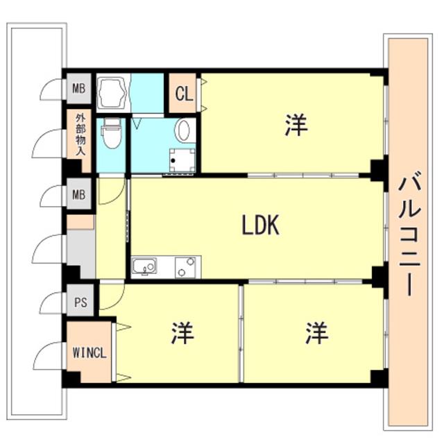 エヴァンスII(3LDK/3階)の間取り写真