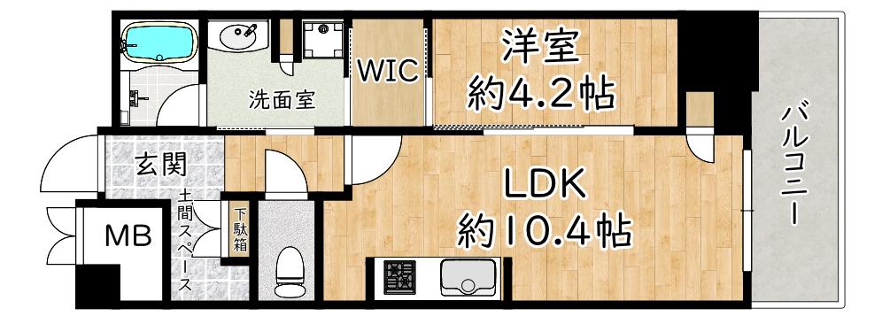 ジオタワー大阪十三(1LDK/16階)の間取り写真