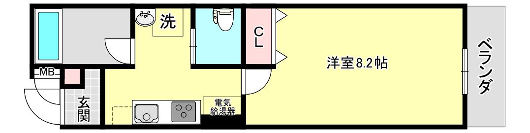 ブライト日根野(1K/3階)の間取り写真