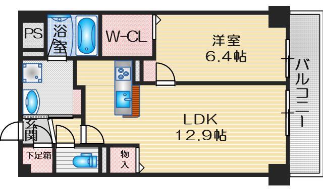 フェリシア江坂(1LDK/10階)の間取り写真