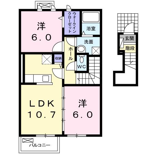 LAMERE真伝(2LDK/2階)の間取り写真