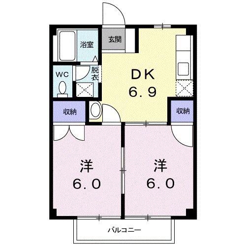 ニューシティ一森 II(2DK/2階)の間取り写真
