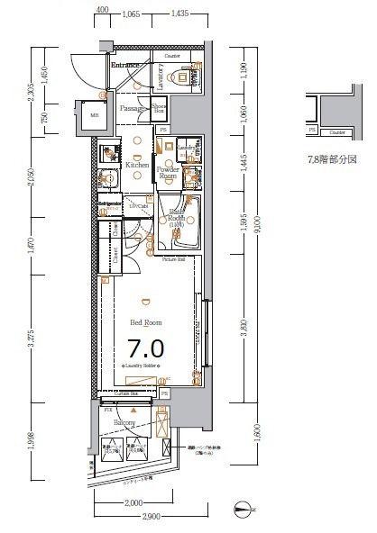 XEBEC大鳥居ASYLCOURT(1K/7階)の間取り写真