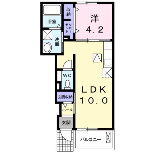 レオン国立(1LDK/1階)の間取り写真