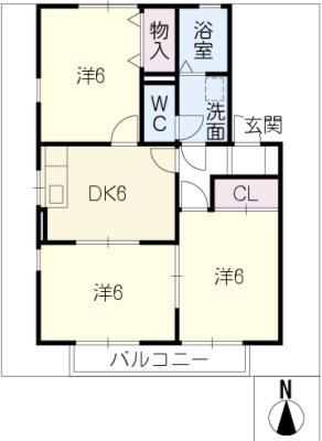 ニュー高畑(3DK/1階)の間取り写真