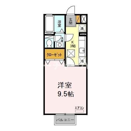 サンフィール B(1K/1階)の間取り写真