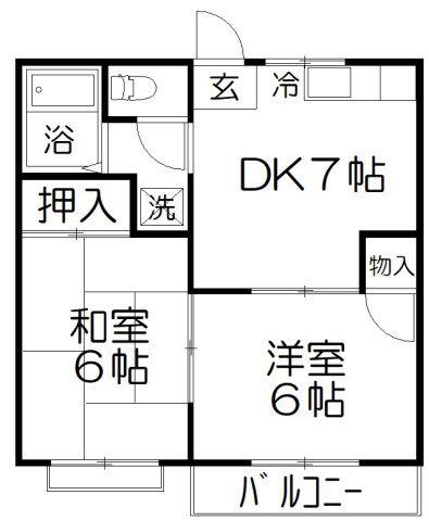 コーポ北部(2DK/2階)の間取り写真