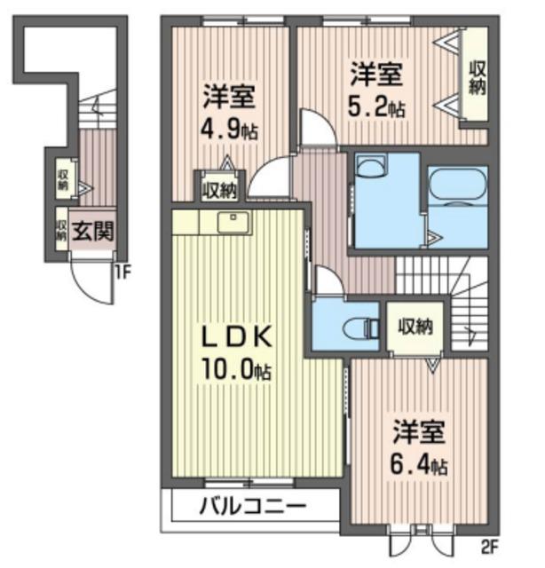 フレグランス横倉M(3LDK/2階)の間取り写真