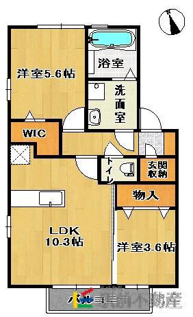 ウィンノーブルA棟(2LDK/2階)の間取り写真