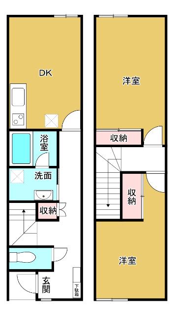 GLORY908第2メゾネット(2LDK/1階)の間取り写真