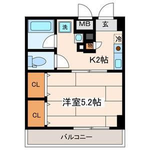 アメニティーヒルズ(1K/2階)の間取り写真