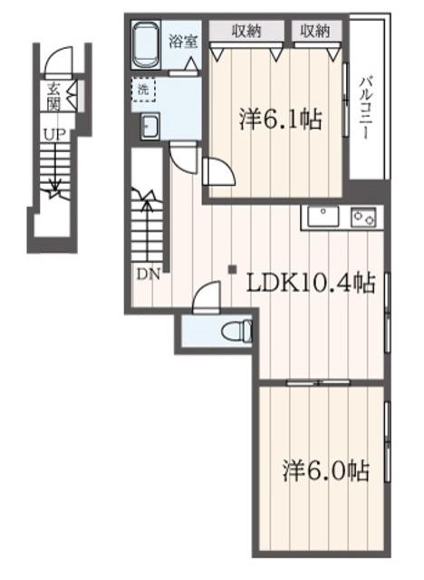 メゾンやえ(2LDK/2階)の間取り写真