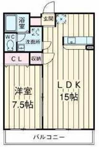 アムール MIMURA(1LDK/2階)の間取り写真