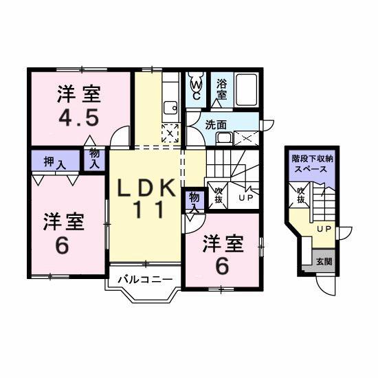 クレストール亀山(3LDK/2階)の間取り写真