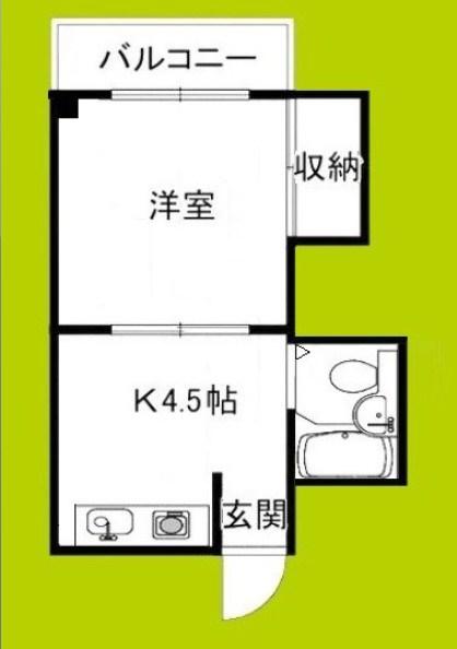晩成ハイツ関目(1DK/3階)の間取り写真