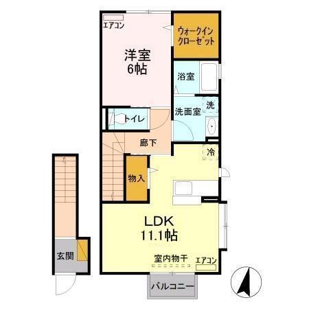関東鉄道竜ヶ崎線 佐貫駅 徒歩90分 2階建 築15年(1LDK/2階)の間取り写真