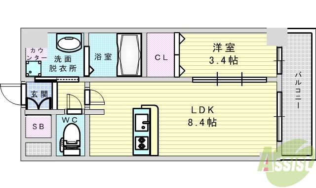 プレサンス新大阪ジェイズ(1LDK/9階)の間取り写真