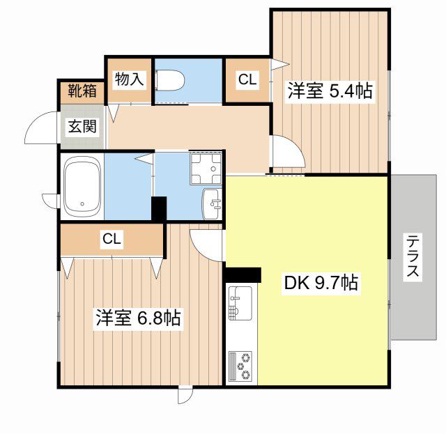 エルピーダ(2DK/1階)の間取り写真