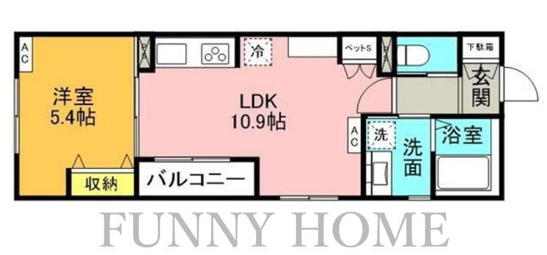 KOMAZAWA KOUEN TERRACE(1LDK/1階)の間取り写真