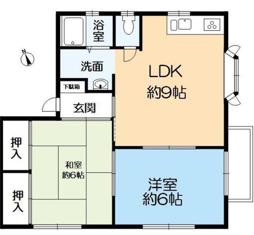 コスモ中町(2LDK/2階)の間取り写真