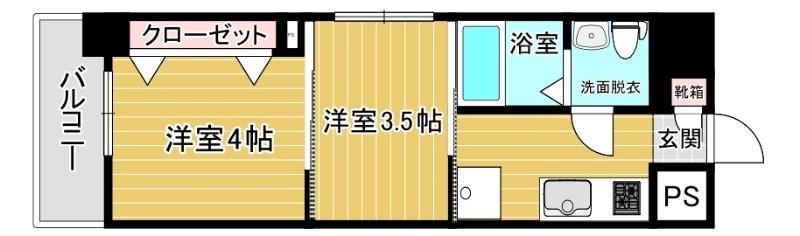 リファレンス博多駅前(2K/4階)の間取り写真