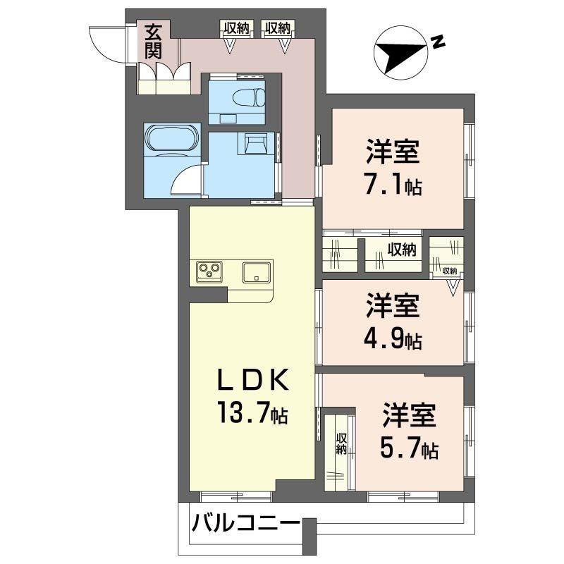 ベルシエル(3LDK/2階)の間取り写真