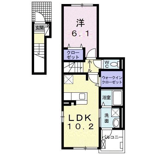 カトレアII(1LDK/2階)の間取り写真