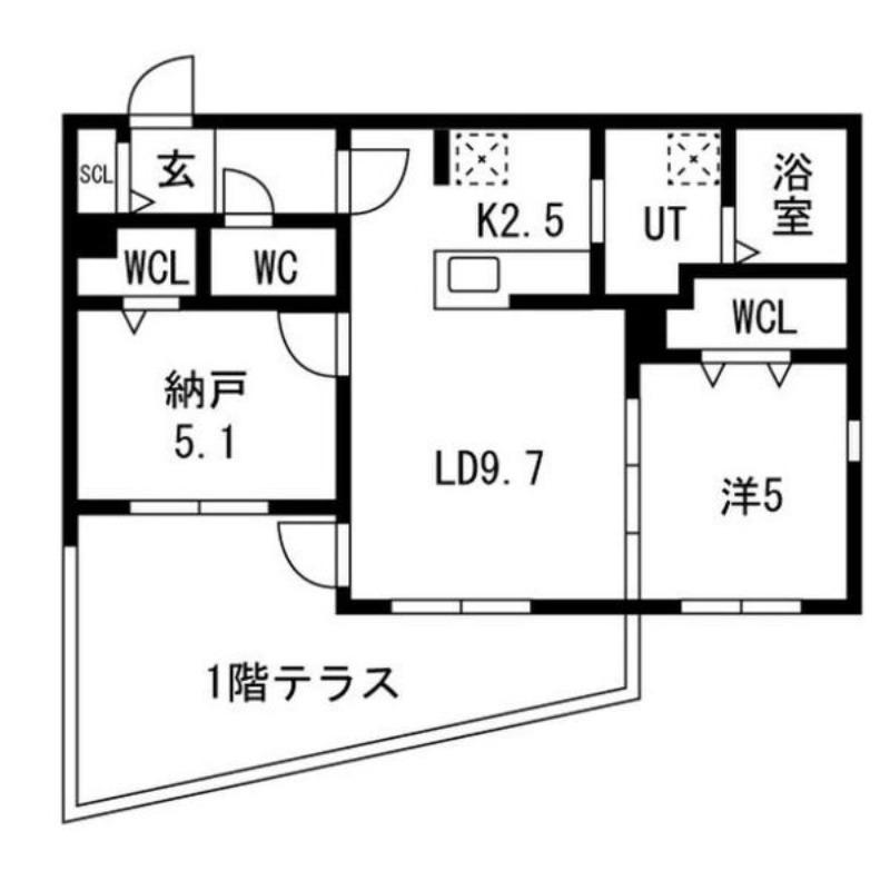 南4条西25丁目MS(2LDK/1階)の間取り写真