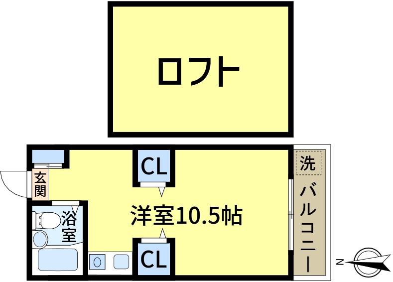 コーポアルカディアIII(ワンルーム/2階)の間取り写真