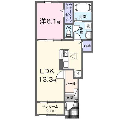M・クラール I(1LDK/1階)の間取り写真