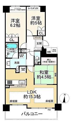 サンクタス守口大和田レジデンス(3LDK/2階)の間取り写真