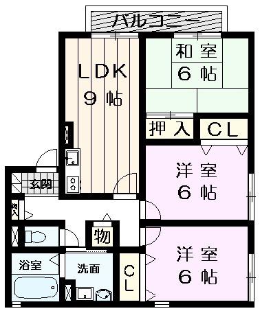 ヴィラフォレストB棟(3LDK/1階)の間取り写真