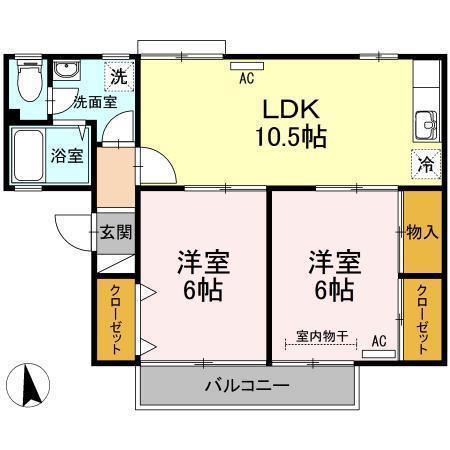 セントラルコート(2LDK/2階)の間取り写真