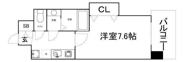 ラグゼ玉造(1K/7階)の間取り写真