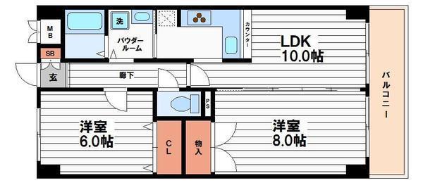 ダイヤモンドパレス(2LDK/4階)の間取り写真