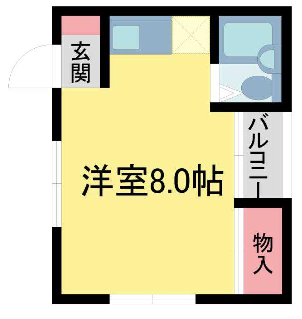 吉田ハイツ(ワンルーム/2階)の間取り写真